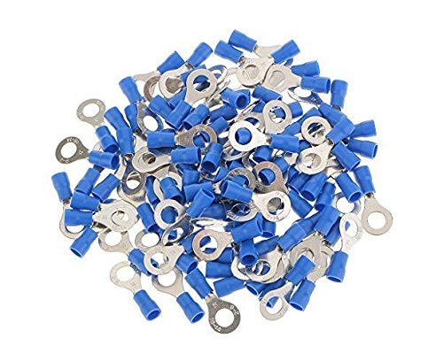 Rpi shop - Copper Wire Lug, Battery Cable Ends Eyelets Crimp Tubular Ring Terminals Connectors, Insulated, Fit Cable Size:2.5 Sqmm Bolt Mouth Size: 5.2mm pack of 100 Pcs - Image 1