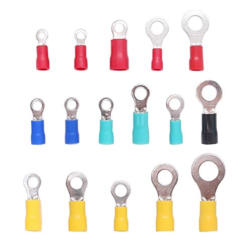 Rpi shop - Copper Wire Lug, Battery Cable Ends Eyelets Crimp Tubular Ring Terminals Connectors, Insulated, Fit Cable Size:2.5 Sqmm Bolt Mouth Size: 5.2mm pack of 100 Pcs - Image 3