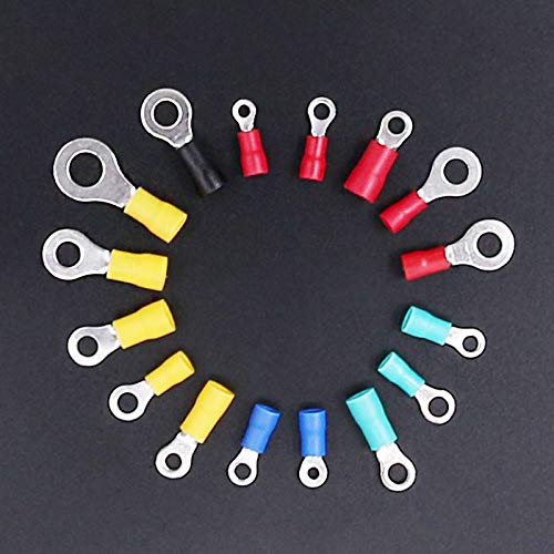Rpi shop - Copper Wire Lug, Battery Cable Ends Eyelets Crimp Tubular Ring Terminals Connectors, Insulated, Fit Cable Size:2.5 Sqmm Bolt Mouth Size: 5.2mm pack of 100 Pcs - Image 2