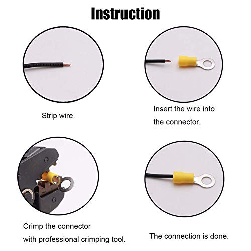 Rpi shop - Copper Wire Lug, Battery Cable Ends Eyelets Crimp Tubular Ring Terminals Connectors, Insulated, Fit Cable Size:2.5 Sqmm Bolt Mouth Size: 5.2mm pack of 100 Pcs - Image 4