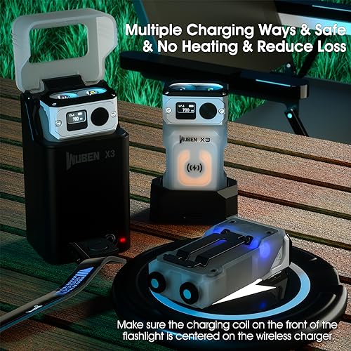 WUBEN X3 Mini Rechargeable Flashlight with Charging Base 180 Degree EDC Keychain Flashlight Twist Ip65 Waterproof Magnet Pocket Flashlights 10 Mode Type-C Lanyard for Camping, Outdoor,Inspection, Gift - Image 4