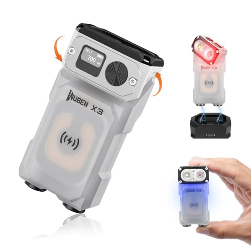 WUBEN X3 Mini Rechargeable Flashlight with Charging Base 180 Degree EDC Keychain Flashlight Twist Ip65 Waterproof Magnet Pocket Flashlights 10 Mode Type-C Lanyard for Camping, Outdoor,Inspection, Gift - Image 1