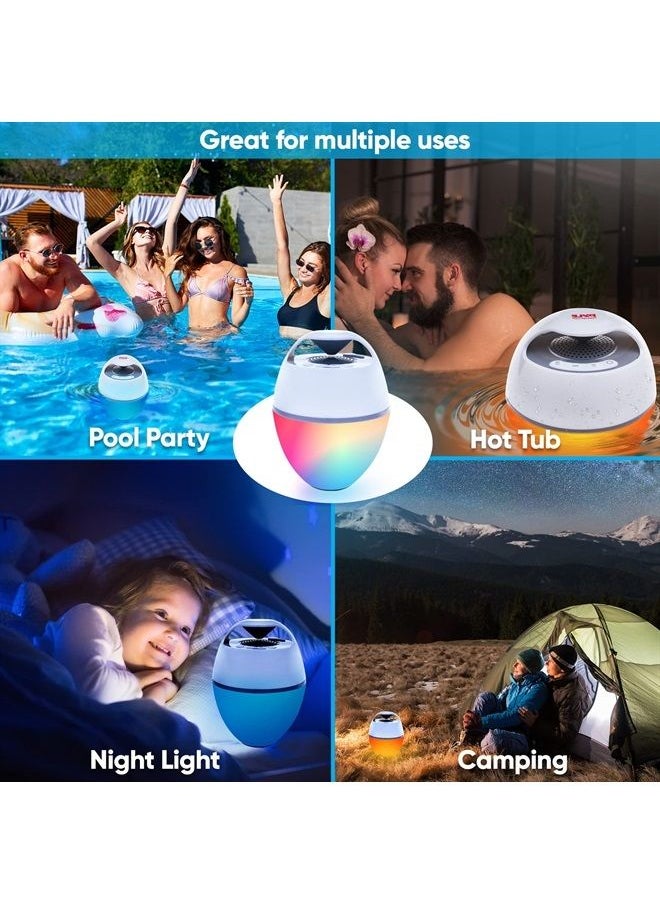 Pyle - Floating Pool Speaker with Lights, IP68 Waterproof Portable Bluetooth Speakers, Stereo Surround Sound Outdoor Wireless Speaker for Pool Beach Shower Hot Tub Travel, 50 ft Range, USB Rechargeable - Image 1