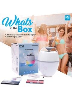 Floating Pool Speaker with Lights, IP68 Waterproof Portable Bluetooth Speakers, Stereo Surround Sound Outdoor Wireless Speaker for Pool Beach Shower Hot Tub Travel, 50 ft Range, USB Rechargeable