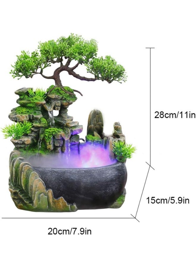 سونسر نافورة مياه داخلية، نوافير وشلالات مائية داخلية مع إضاءة LED ملونة ومفتاح تشغيل/إيقاف، نافورة صغيرة منضدية ذات تيار صخري وديكور شلال منضدي للمكتب المنزلي - Image 2