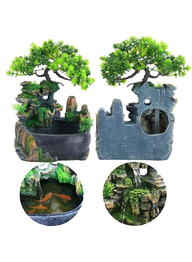 سونسر نافورة مياه داخلية، نوافير وشلالات مائية داخلية مع إضاءة LED ملونة ومفتاح تشغيل/إيقاف، نافورة صغيرة منضدية ذات تيار صخري وديكور شلال منضدي للمكتب المنزلي - Image 3