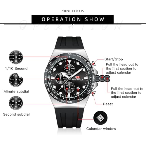 MF MINI FOCUS MINI Focus Men Watches Business Sport Wrist Watch (Chronograph/Waterproof/Luminous/Calendar) Silicon Band Fashion Casual Watches for Men - Image 5