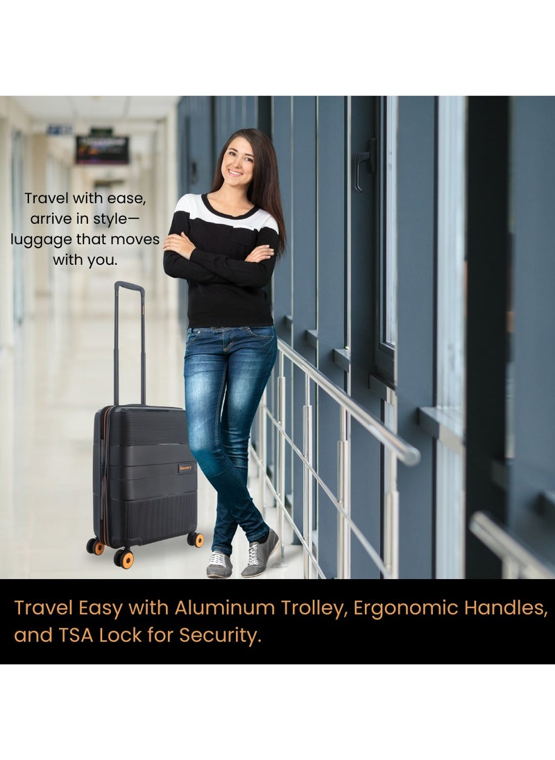 Discovery - Discovery Trails Check-In Large PP Hardside Luggage Black, Durable Expandable Unbreakable Double Zip Lightweight Travel Bag 4 Double Wheel TSA Lock 30 Inch Suitcase Trolley Bag. - Image 1