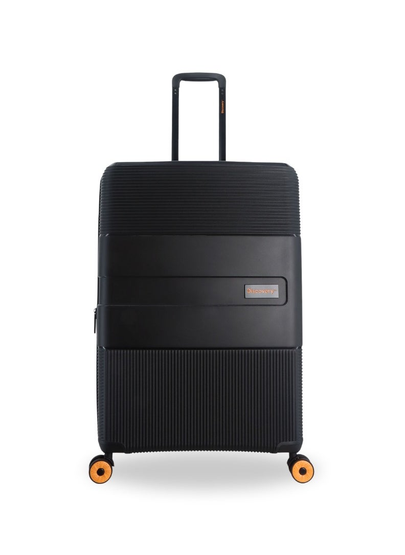 Discovery - Discovery Trails Check-In Large PP Hardside Luggage Black, Durable Expandable Unbreakable Double Zip Lightweight Travel Bag 4 Double Wheel TSA Lock 30 Inch Suitcase Trolley Bag. - Image 1