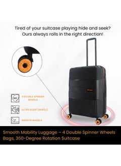 Discovery Discovery Trails Check-In Large PP Hardside Luggage Black, Durable Expandable Unbreakable Double Zip Lightweight Travel Bag 4 Double Wheel TSA Lock 30 Inch Suitcase Trolley Bag.  - Image 3