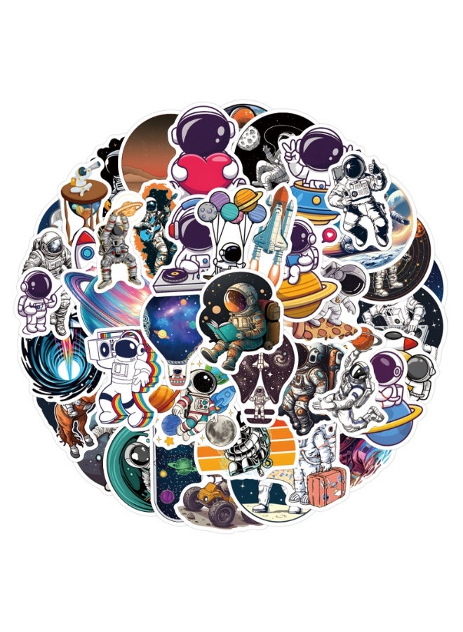 55 Pcs Cartoon Astronaut Stickers for Kids Cool Space Water Bottle Laptop Decals Teens Adults Astronaut Lovers Waterproof Vinyl Sticker Phone Case Luggage Skateboard Scrapbook - Image 1