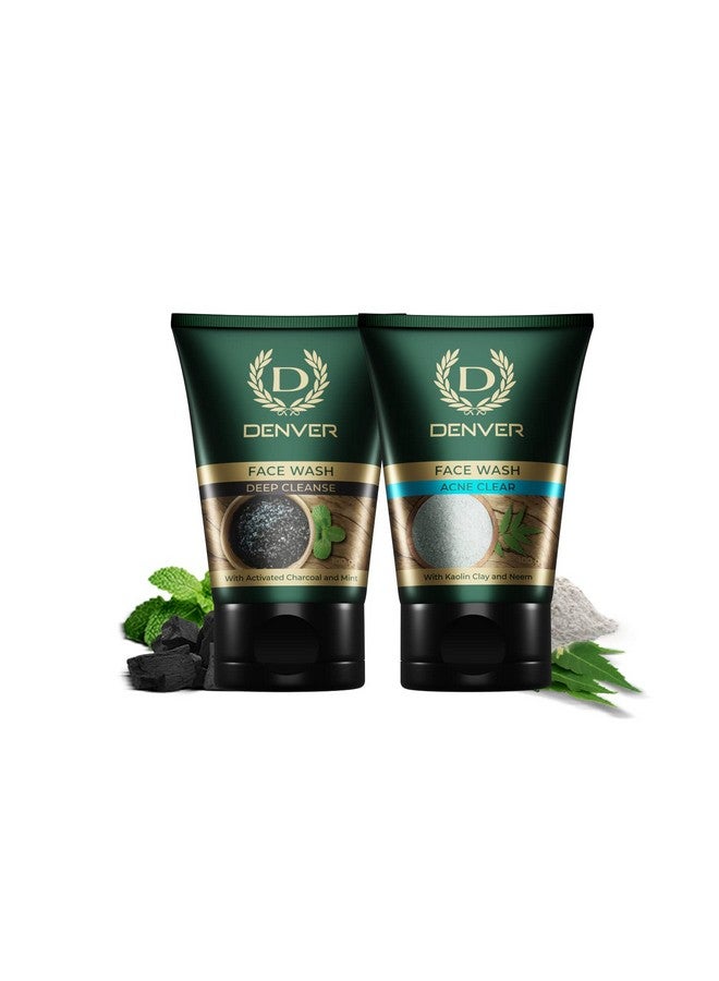 DENVER Deep Cleanse + Acne Face Wash 100Gm Each (Combo Pack Of 2)| Deep Pore Cleaning & Remove Acne & Lighten Dark Spots Face Gel For Men | Fights Acne And Pollution | All Skin Type - Image 1