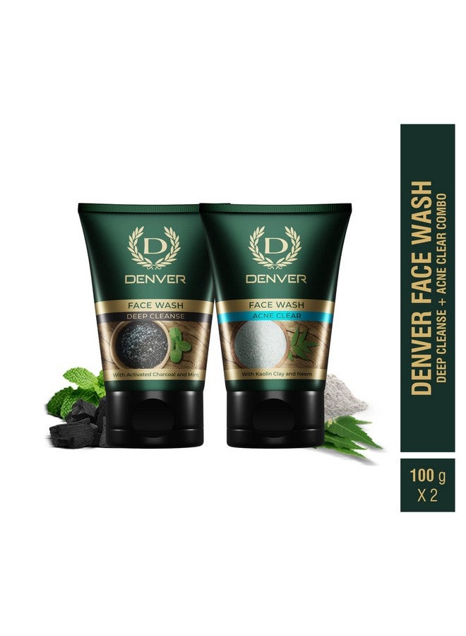 DENVER Deep Cleanse + Acne Face Wash 100Gm Each (Combo Pack Of 2)| Deep Pore Cleaning & Remove Acne & Lighten Dark Spots Face Gel For Men | Fights Acne And Pollution | All Skin Type - Image 2