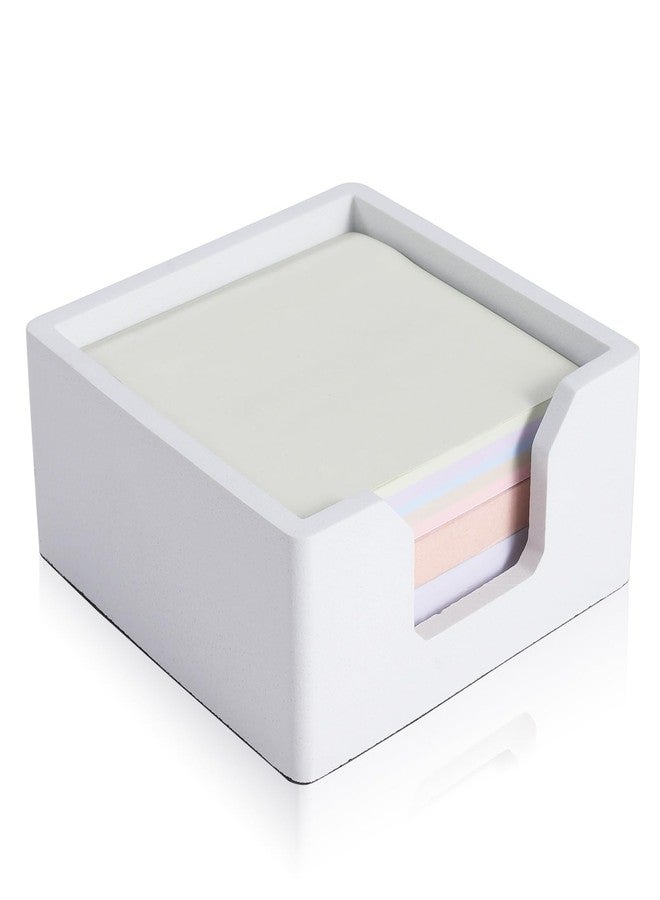 BAOHD Concrete Sticky Note Holder for 3x3″ Notes - Cement Self-Stick Note Memo Pad Holder Notepad Dispenser Organizer - Modern Desk Accessory for Office & Home, White - Image 1