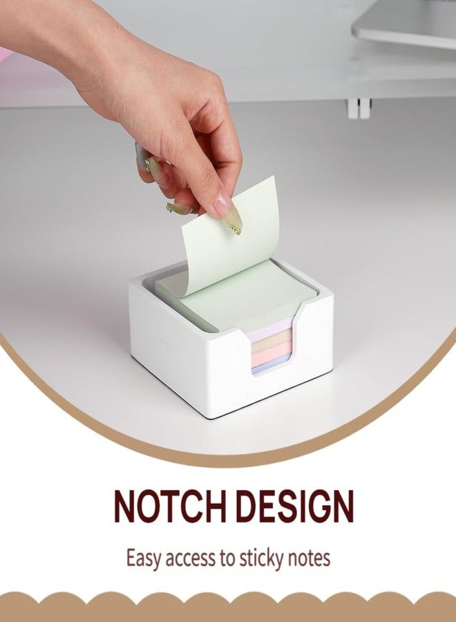 BAOHD Concrete Sticky Note Holder for 3x3″ Notes - Cement Self-Stick Note Memo Pad Holder Notepad Dispenser Organizer - Modern Desk Accessory for Office & Home, White - Image 4