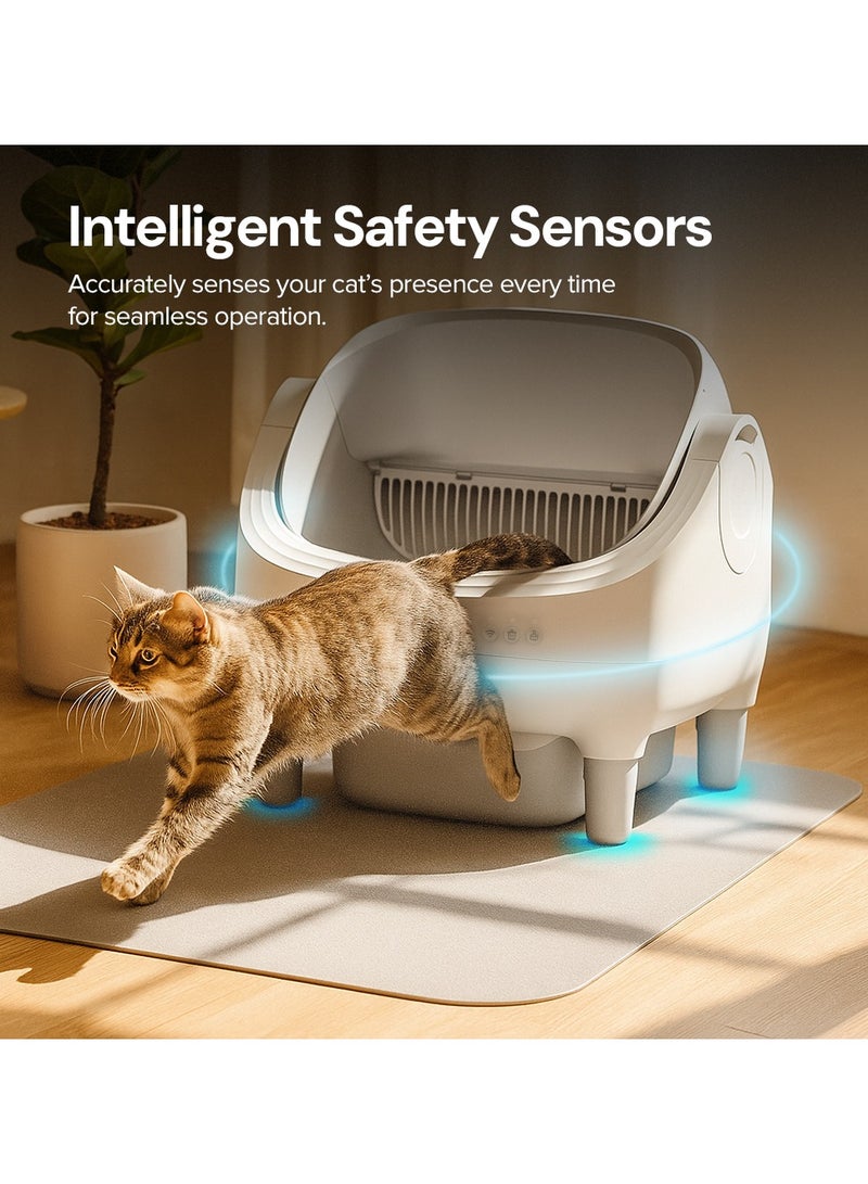 Wownect Self Cleaning Cat Litter Box Open Top Design, Smart App Controlled Automatic Litter Box for Multiple Cats Odor-Free Waste Disposal includes TrashBags - Image 3