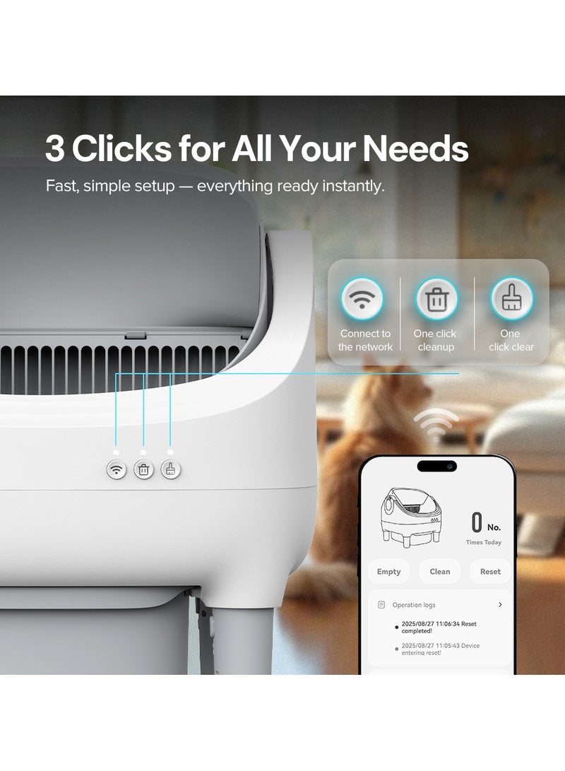 Wownect Self Cleaning Cat Litter Box Open Top Design, Smart App Controlled Automatic Litter Box for Multiple Cats Odor-Free Waste Disposal includes Trash Bags with Mat - Image 5