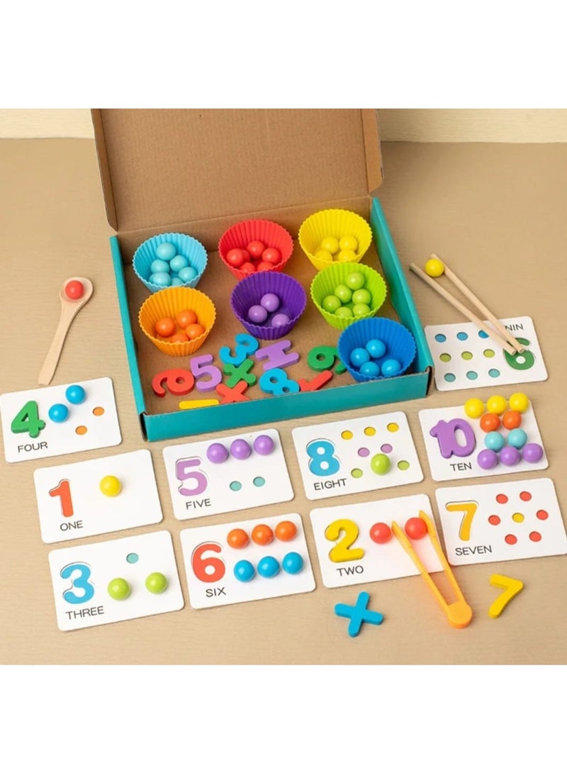 i diD Math Learning Toy for Toddlers & Kids (3-6 Yrs) | Number Counting, Color Sorting, & Fine Motor Skills Practice | Educational Stem Activity Game with Beads, Tongs, & Cards - Image 1