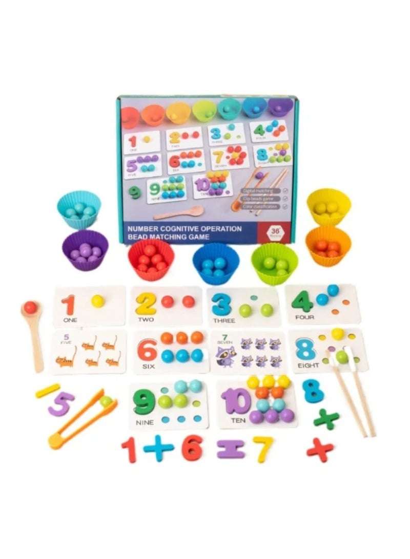 i diD Math Learning Toy for Toddlers & Kids (3-6 Yrs) | Number Counting, Color Sorting, & Fine Motor Skills Practice | Educational Stem Activity Game with Beads, Tongs, & Cards - Image 3