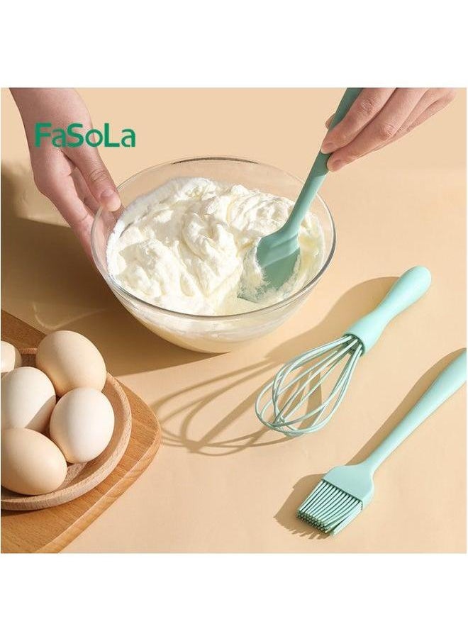 Generic - FaSoLa Silicone Oil Brush Household High Temperature Resistant Barbecue Kitchen Fried Pancake Small Scraper Baking Clip Supplementary Food-Specifications:Baking Three-piece Set (scraper Egg Beater) - Image 1