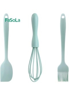 FaSoLa Silicone Oil Brush Household High Temperature Resistant Barbecue Kitchen Fried Pancake Small Scraper Baking Clip Supplementary Food-Specifications:Baking Three-piece Set (scraper Egg Beater)