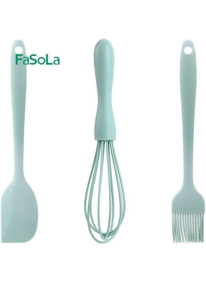 Generic - FaSoLa Silicone Oil Brush Household High Temperature Resistant Barbecue Kitchen Fried Pancake Small Scraper Baking Clip Supplementary Food-Specifications:Baking Three-piece Set (scraper Egg Beater) - Image 1