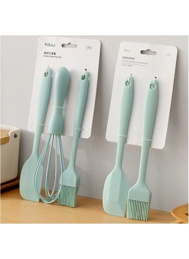 Generic - FaSoLa Silicone Oil Brush Household High Temperature Resistant Barbecue Kitchen Fried Pancake Small Scraper Baking Clip Supplementary Food-Specifications:Baking Three-piece Set (scraper Egg Beater) - Image 1