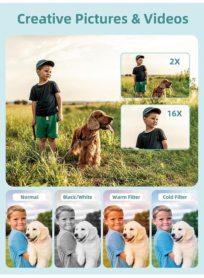 Digital Camera, FHD 1080P Camera, Digital Point and Shoot Camera with 16X Zoom Anti Shake, Compact Small Camera for Boys Girls Kids - Image 3