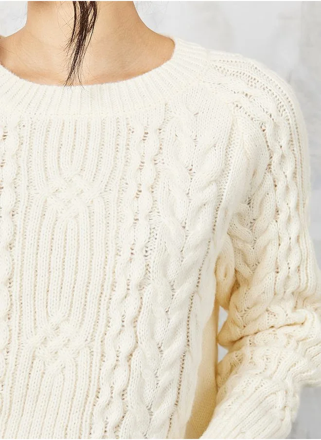 Styli Regular Fit Cable Knit Sweater