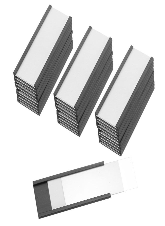 PATIKIL Magnetic Label Holder 2" x 0.7" with Paper Inserts, 50 Pcs C Channel Magnetic File Cabinet Labels Shelf Data Card Holder Signs for Metal Racks Shelves Whiteboard Tool Box - Image 1
