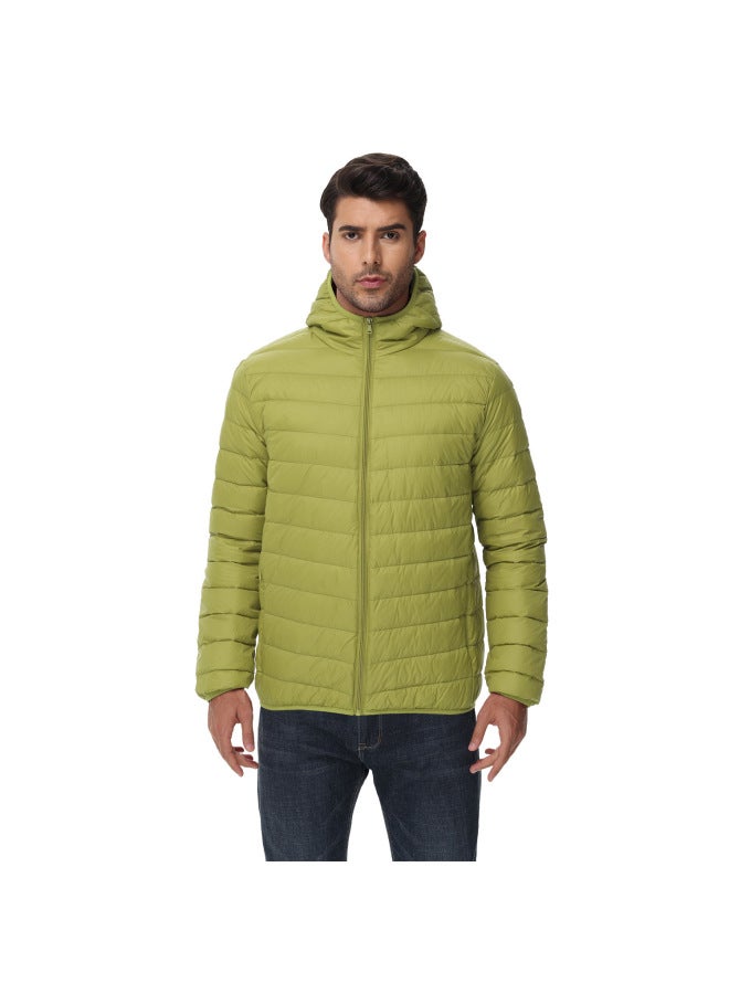 Autumn And Winter Ribbed Down Jacket, Uni, Lightweight Hooded Coat, 80% White Duck Down Warm And Cold-proof Jacket