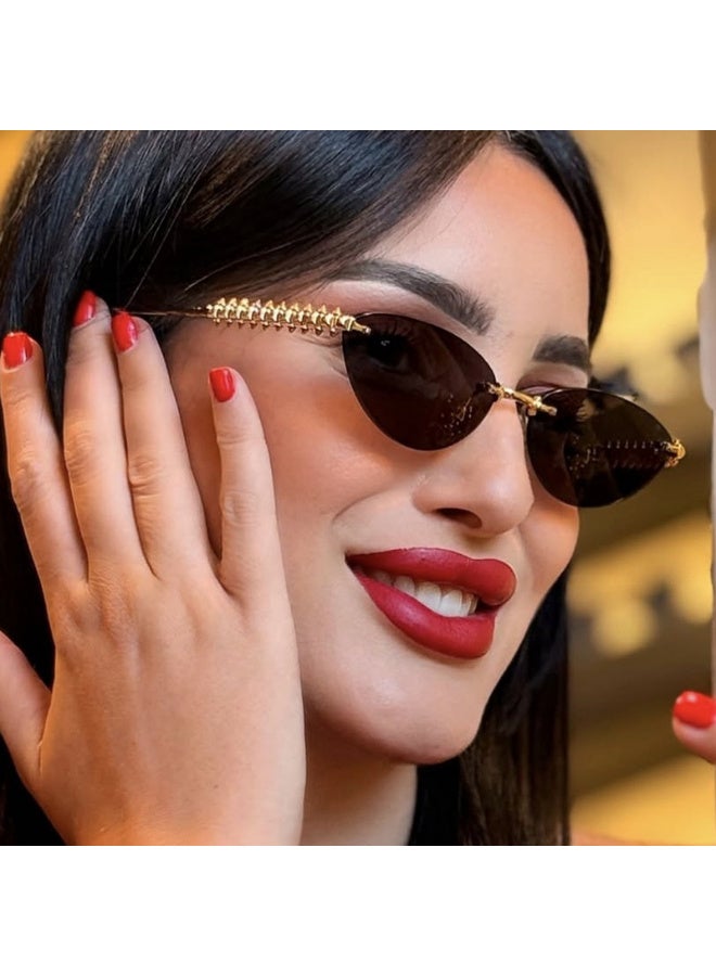 بينكو نظارات شمسية عصرية جديدة بإطار صغير، قابلة للتخصيص، حماية من الأشعة فوق البنفسجية، للجنسين، بتصميم عين القطة، مرصعة بمعدن، لون أسود. - Image 1