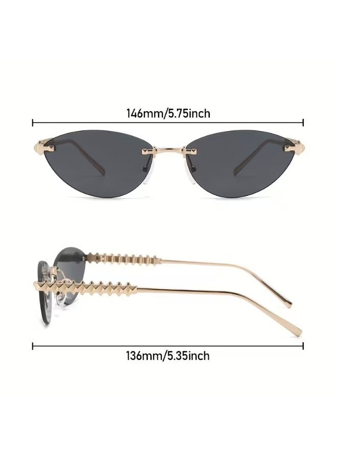 بينكو نظارات شمسية عصرية جديدة بإطار صغير، قابلة للتخصيص، حماية من الأشعة فوق البنفسجية، للجنسين، بتصميم عين القطة، مرصعة بمعدن، لون أسود. - Image 5