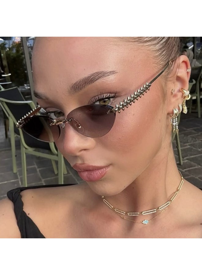 بينكو نظارات شمسية عصرية جديدة بإطار صغير، قابلة للتخصيص، حماية من الأشعة فوق البنفسجية، للجنسين، بتصميم عين القطة، مرصعة بمعدن، لون أسود. - Image 4