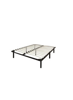 R2R FURNITURE R2R Europa Wood Slat and Metal Platform Bed Frame | Mattress Foundation, Queen bed size (160cm x 200cm) 