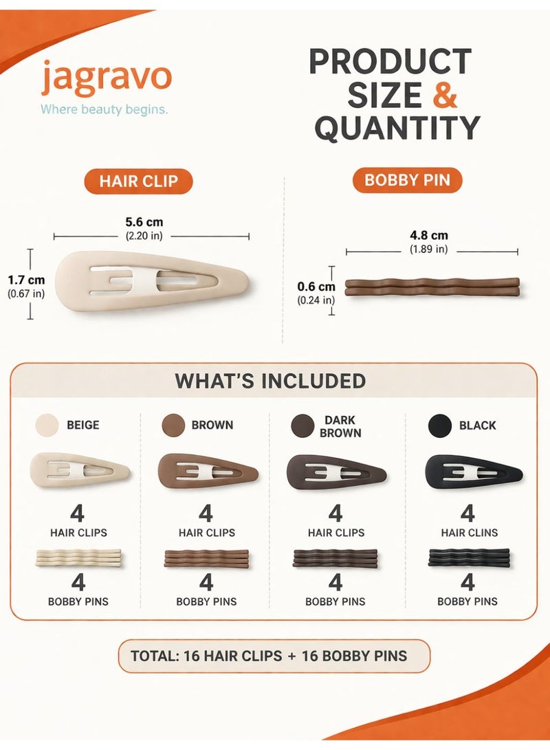 Jagravo Non-Slip Hair Clips & Bobby Pins Set for Women Girls Snap Hairpins Styling Accessories - Image 3