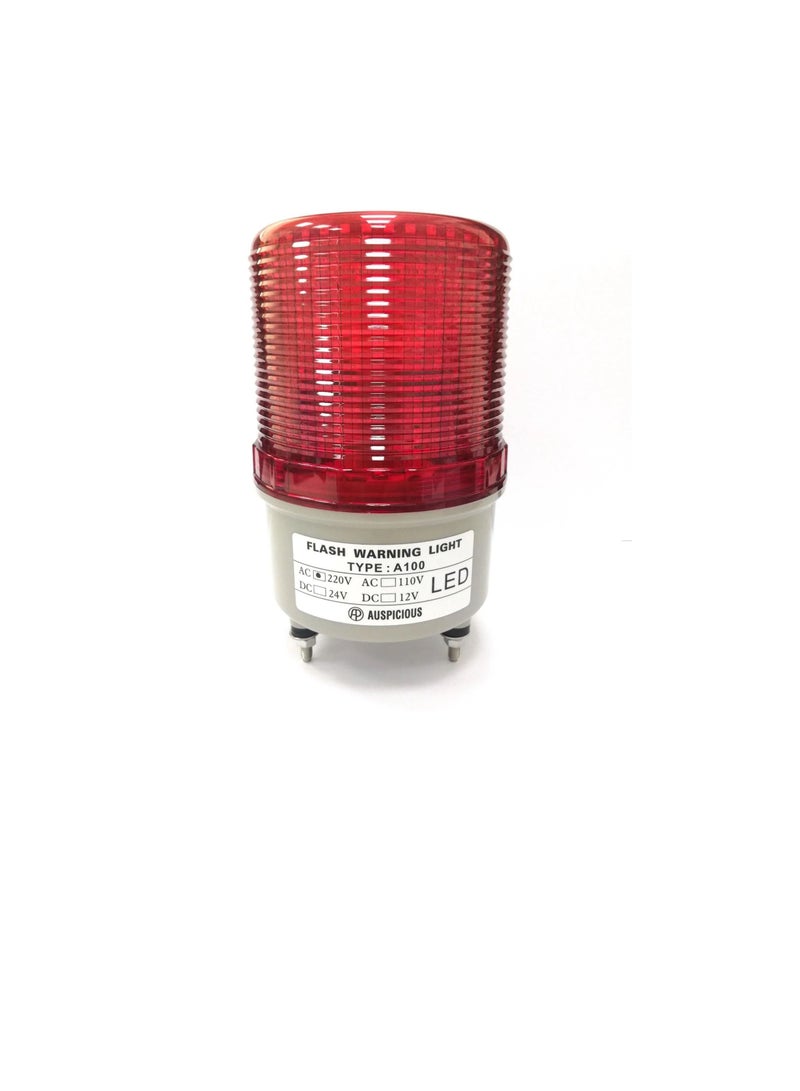 Auspicious Red LED Beacon Light Flashing Type Screw Mount Base A100F Auspicious 220VAC - Image 1