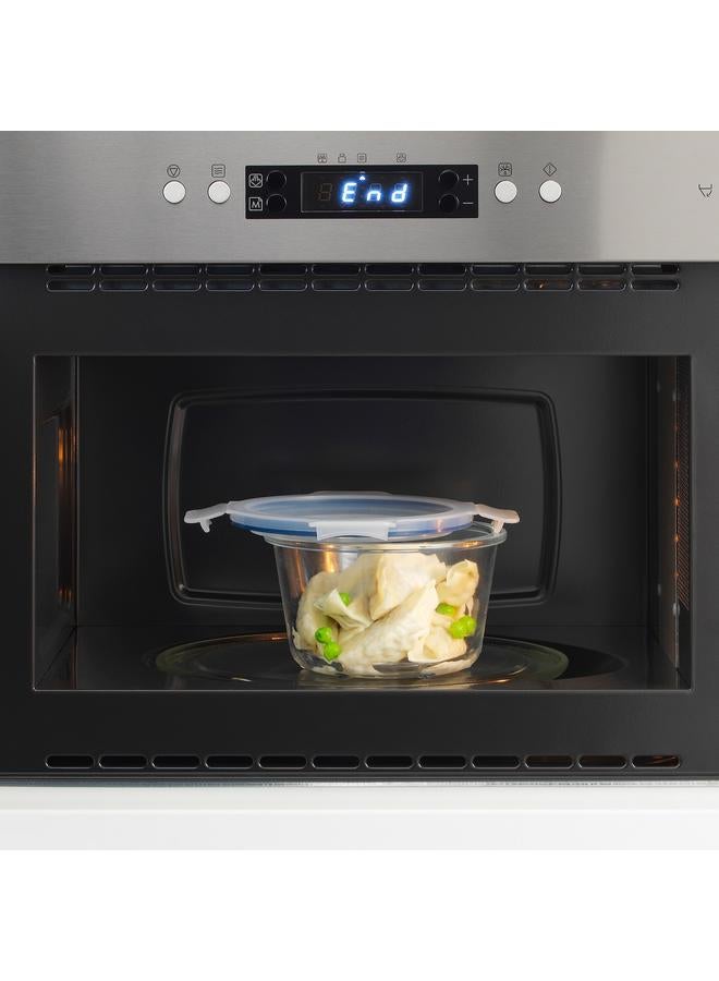 زبون علبة طعام مع غطاء، دائرية من الزجاج/البلاستيك، 600 مل - Image 3