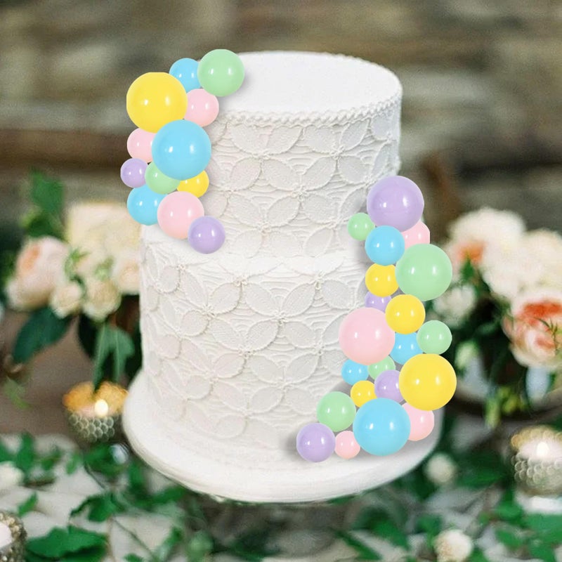 BEISHIDA 40 Pcs Foam Ball Cake Toppers with Sticks Mini Cake Decorations for Birthdays  Weddings  Baby Showers  DIY Baking Supplies  Anniversary Party (Pastel Color) - Image 3