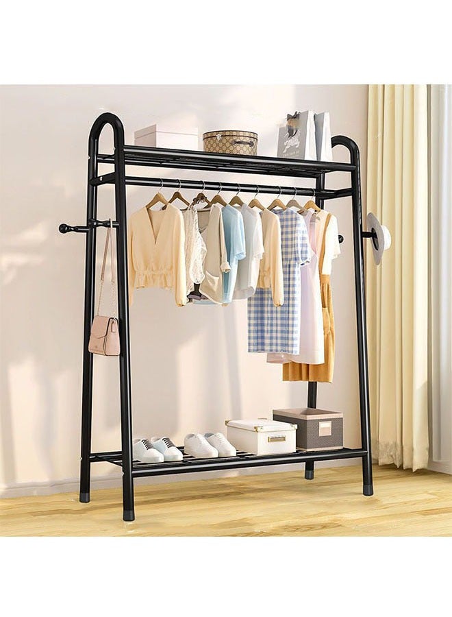 Household Clothes Racks, Bedroom Floor-To-Ceiling Small Coat Racks, Light Luxury Simple Clothes Racks, Dormitory Balcony Movable Hangers, Black Wrought Iron Clothes Storage Racks - Image 1