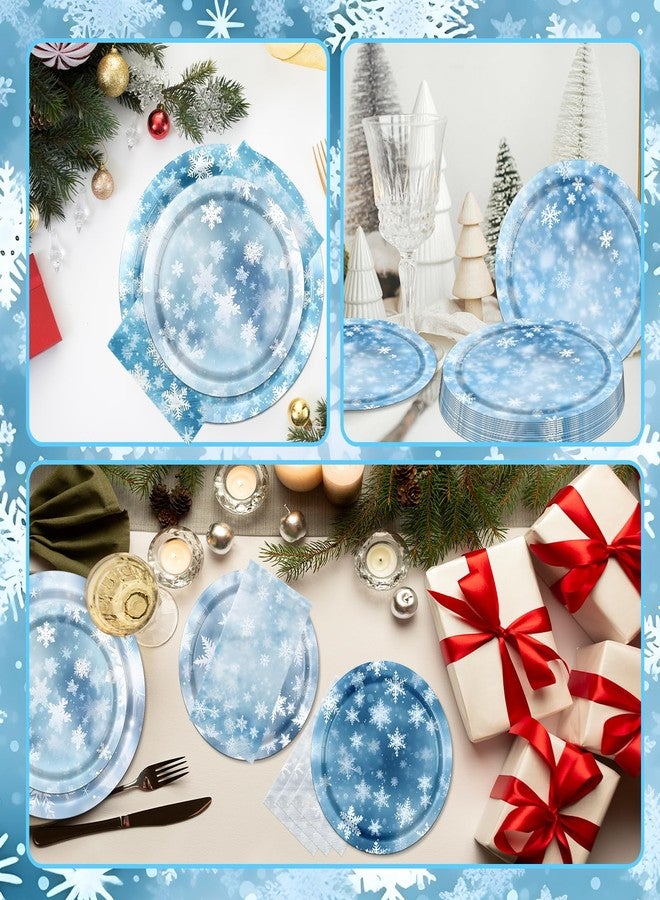 Bezkega Winter Party Plates and Napkins,Snowflake Party Supplies 60pcs Winter Wonderland Paper Plates and Napkins for Christmas Holiday Winter Party Supplies - Image 4