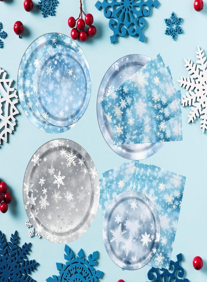 Bezkega Winter Party Plates and Napkins,Snowflake Party Supplies 60pcs Winter Wonderland Paper Plates and Napkins for Christmas Holiday Winter Party Supplies - Image 5