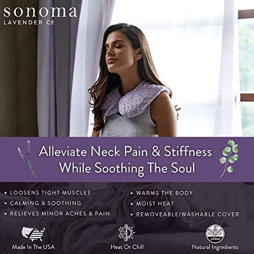 Sonoma Lavender Luxury Lavender Heatable/Chillable Neck Pillow, Microwaveable for Neck and Shoulders with Removable Washable Covers, Great for Relaxation and Pain Relief (Lilac Dot) - Image 2