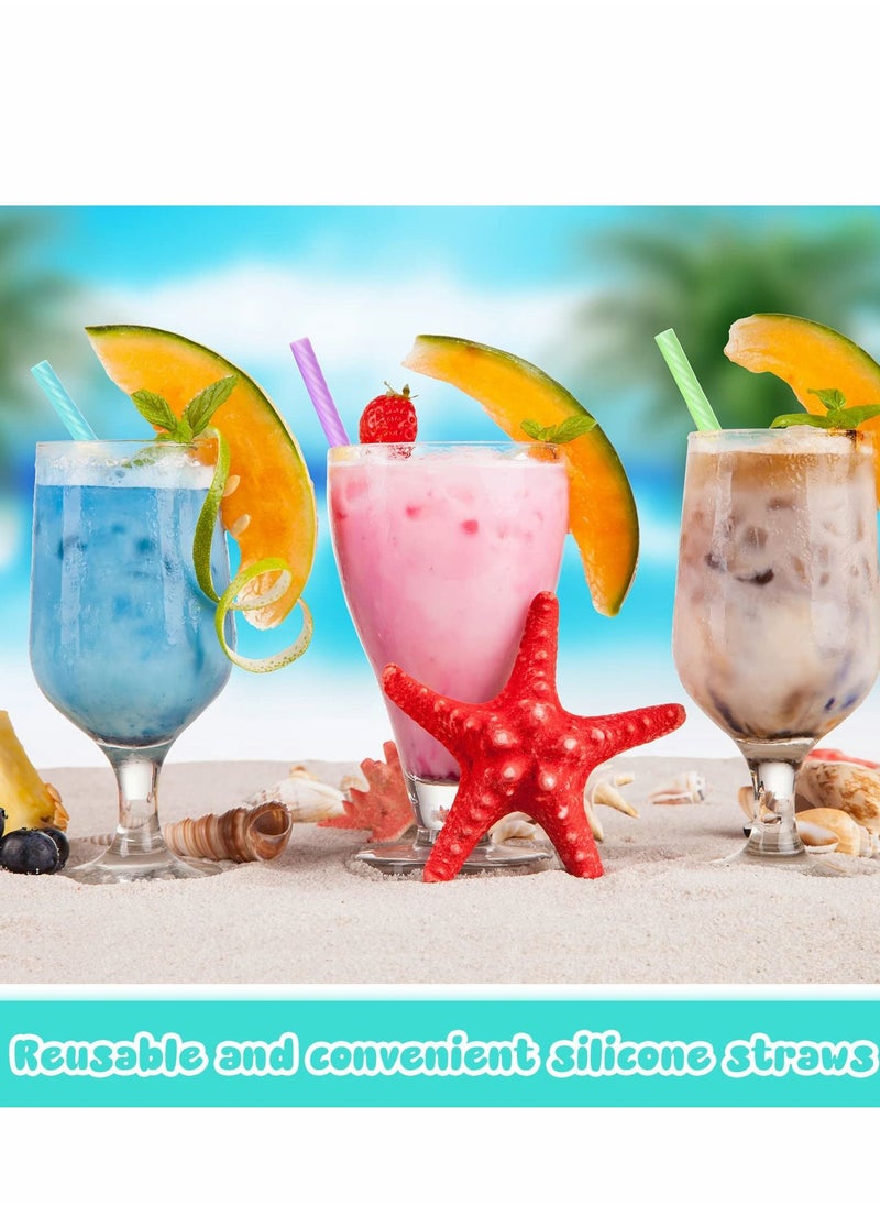 Excefore - Reusable Straws, 4 Set Silicone Straws with Case Foldable Portable Drinking Straw for Party Travel Cold or Hot Carry - Image 1