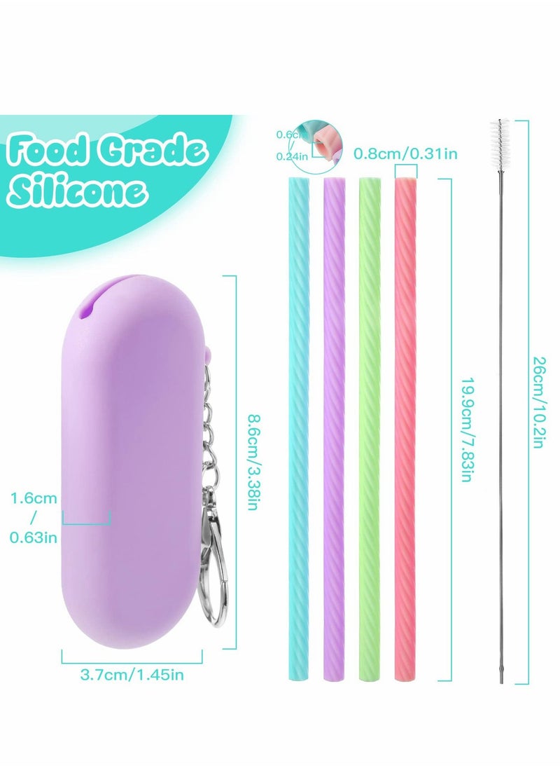 Excefore - Reusable Straws, 4 Set Silicone Straws with Case Foldable Portable Drinking Straw for Party Travel Cold or Hot Carry - Image 1