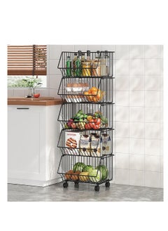 5-layer kitchen storage rack kitchen fruit and vegetable storage basket multi-purpose storage rack snacks toys books tools kitchen fruits and vegetables (black)