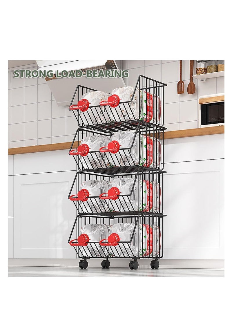 Generic - 5-layer kitchen storage rack kitchen fruit and vegetable storage basket multi-purpose storage rack snacks toys books tools kitchen fruits and vegetables (black) - Image 1