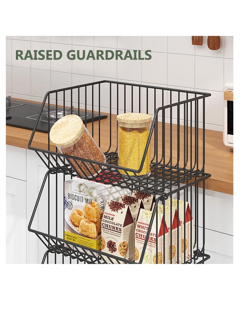 Generic - 5-layer kitchen storage rack kitchen fruit and vegetable storage basket multi-purpose storage rack snacks toys books tools kitchen fruits and vegetables (black) - Image 1