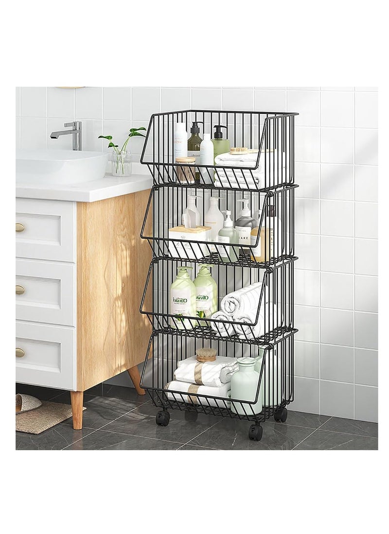 Generic - 5-layer kitchen storage rack kitchen fruit and vegetable storage basket multi-purpose storage rack snacks toys books tools kitchen fruits and vegetables (black) - Image 1
