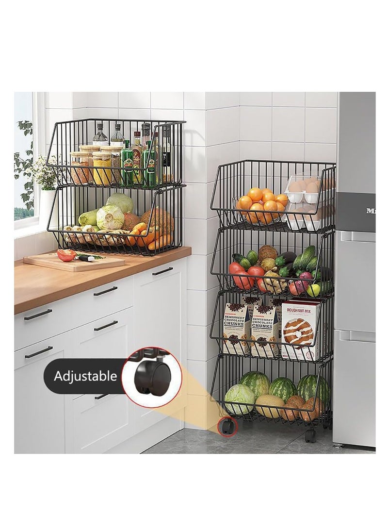 Generic - 5-layer kitchen storage rack kitchen fruit and vegetable storage basket multi-purpose storage rack snacks toys books tools kitchen fruits and vegetables (black) - Image 1